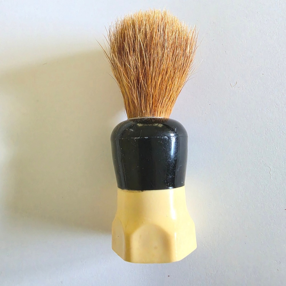 Vintage Rex 350 Shaving Brush Pure Badger Hair Two Tone Handle USA Made 1930-50s